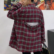 Мужская повседневная клетчатая рубашка с длинным рукавом в стиле ретро, Мужская Уличная Свободная рубашка в стиле хип-хоп, кардиган, пальто, одежда для влюбленных