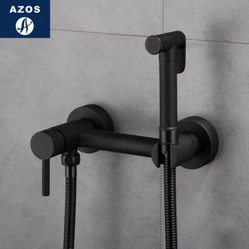 

Azos Bidet Faucet Pressurized Sprinkler Head Brass Black Cold and Hot Switch Single Function Washing Machine Pet Bath Toilet Rou