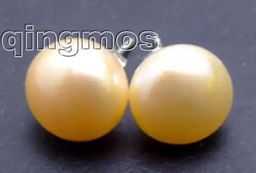 

SALE Big 11-12mm Pink Natural Freshwater flat Pearl Earring and Stering Silver 925 stud! -ear287_12 wholesale/retail Free ship