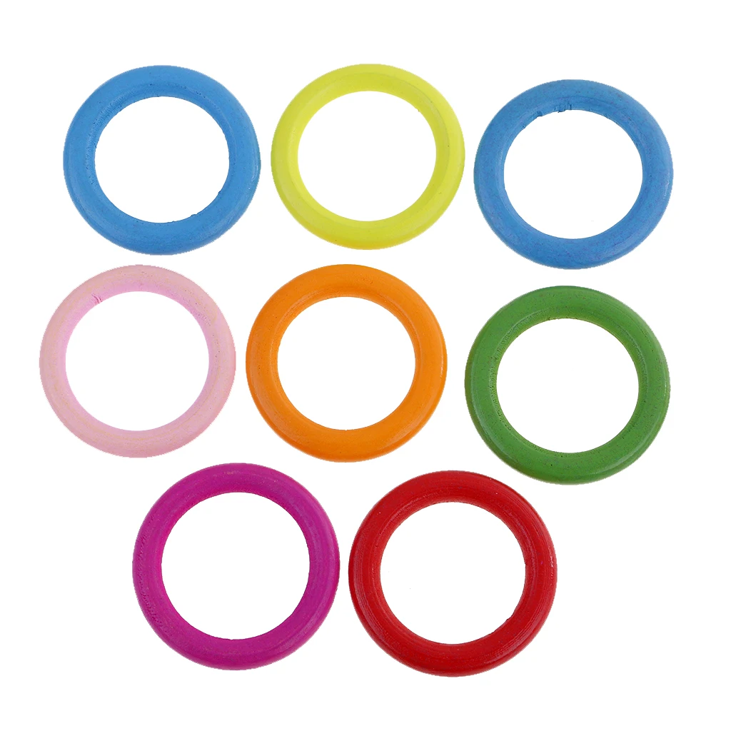 50pcs Colorful Wood Circle Ring Pendant Connectors DIY Jewelry Findings 33mm