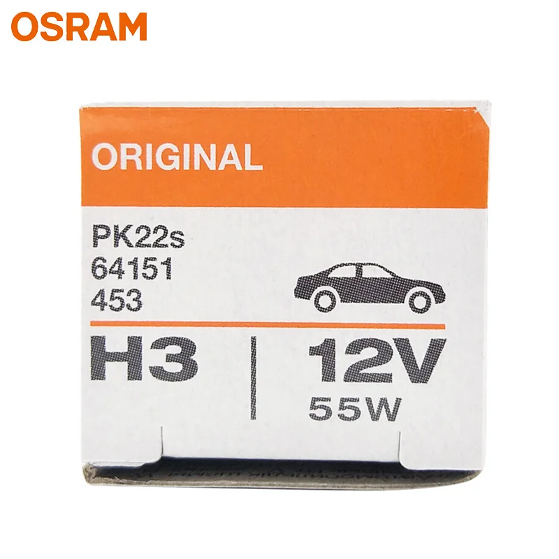 OSRAM H3 12V 55W 64151 PK22s Германия 3200K стандартная оригинальная линия Авто головной светильник противотуманная фара автомобильная лампа OEM Качество(один