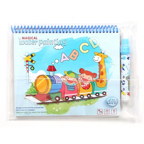 Magical water drawing book coloring painting board with 1pc water pen toy for kid,Zoo animal ABC for choose graffiti book toys 7