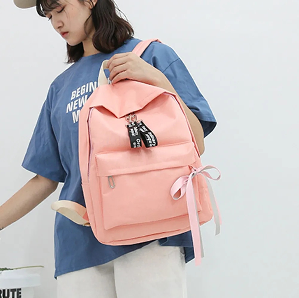 CONEED Unisex Canvas Letter Backpack Outdoor Travel Backpack Student