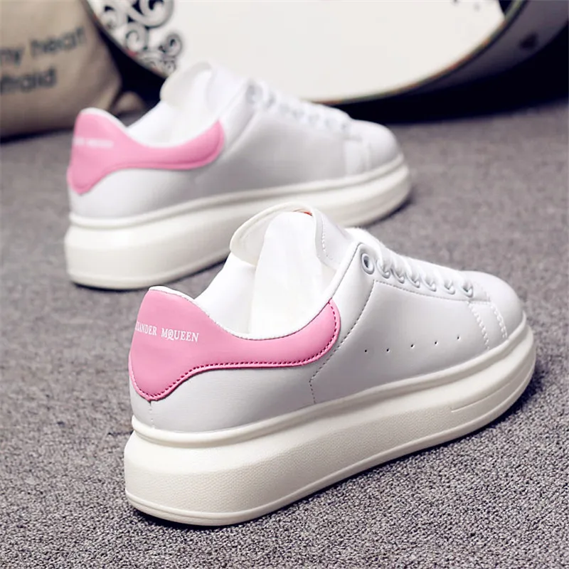D KNIGHT Brand Women Casual White Shoes 2019 Spring Winter Women Flats Platform Shoes Fashion Lace-Up Women Sneakers Big Size 44 (5)