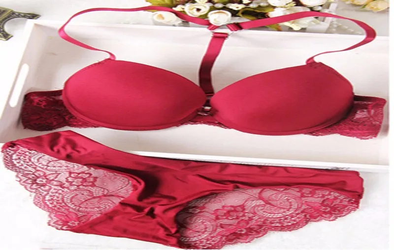 sheer bra and panty sets 2017 Fashion Sexy Front Closure Push Up A/B cup Seamless Bra Embroidery Floral Lace Racer Back Racerback Bras Underwear Sets bra and knicker sets cheap