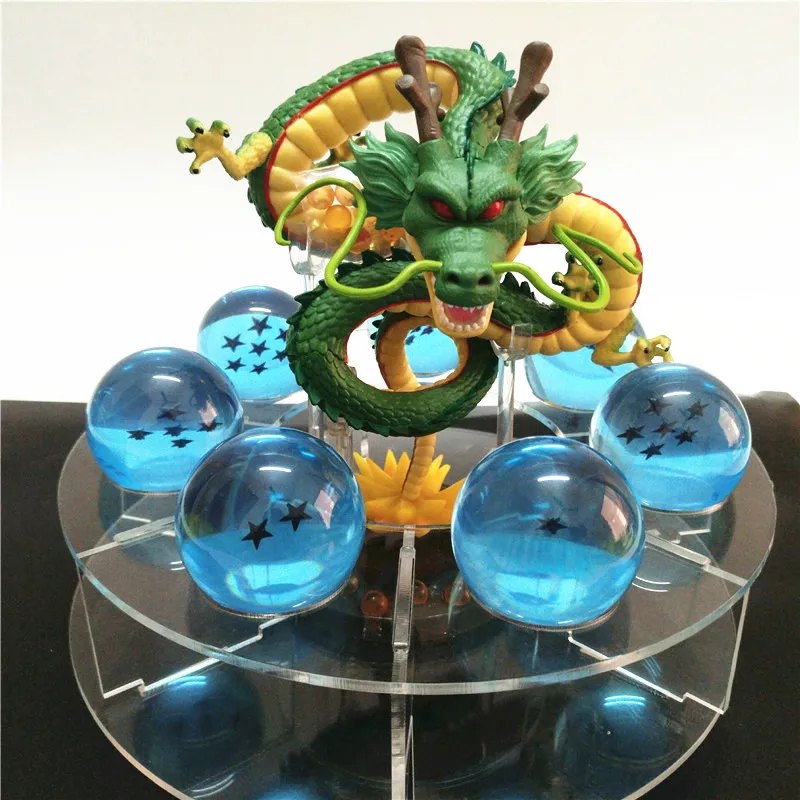 Dragon ball Z фигурка Shenron Shenlong Dragon ball фигурки дракона+ 7 хрустальных Драконовых шаров 4,2 см+ 1 полка brinquedos