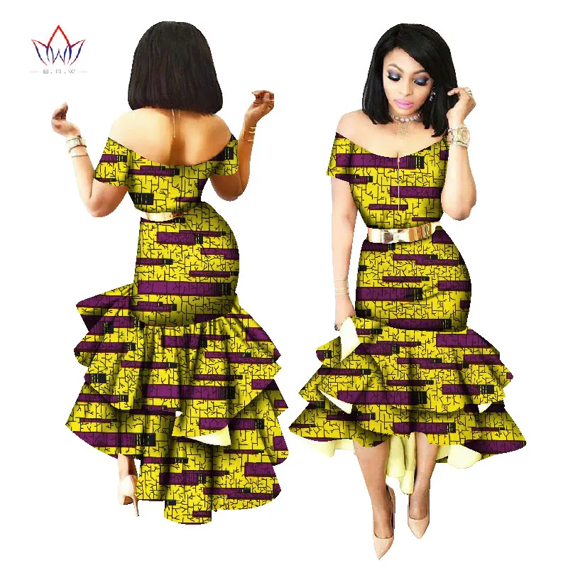 Новинка года в африканском стиле Воск принт Платья для женщин для Для женщин Базен Riche праздничное Хлопковое платье Дашики пикантные африканская мода Костюмы WY2205