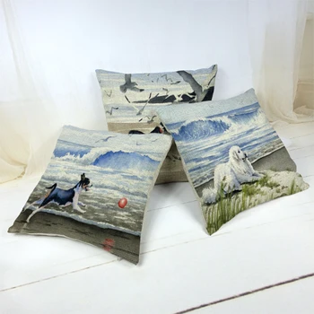 

Cotton Linen Throw Pillowcase Plant Animal Landscape Pattern Shepherd Dog Dog Cushion Cover Home Decoration Office Supplies