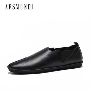 

Men's Casual Shoes Loafer Genuine Leather Cowhide Leather Pig Inner Round Toe Shoes White and Black Color
