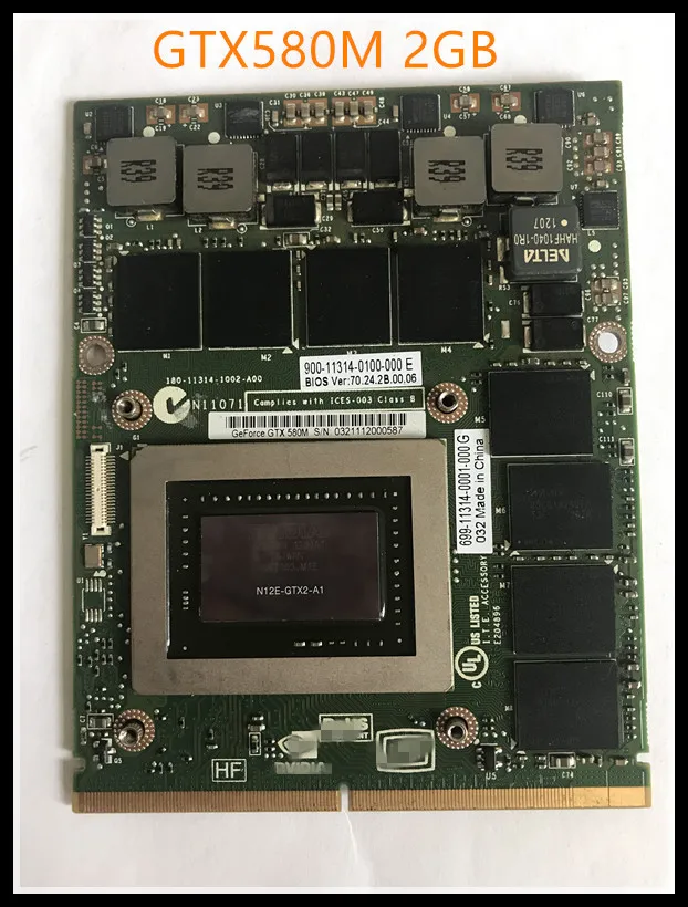 

GTX580M GTX 580M 2GB N12E-GTX2-A1 Video vga Graphics Card For laptop Dell M18X M17x R2 R3 R4 test 100%