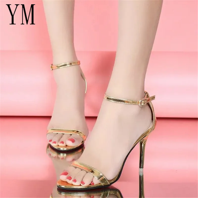 High 9CM Thin Heels Women Pumps Ankle Strap Sandals Shoes Woman Ladies Pointed Toe High Heels Dress Party Shoes Big size 34-41