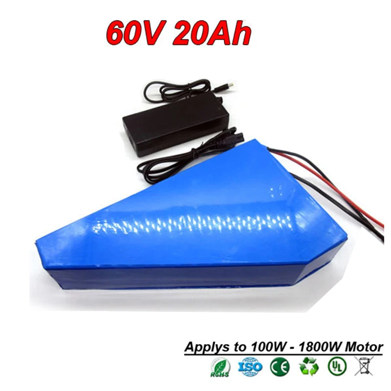 Top 60V 20Ah 500W 1000W Electric Bike Battery E Scooter Battery Triangle Lithium Ion Battery Pack For Electric Bicycle Motor Bike 4