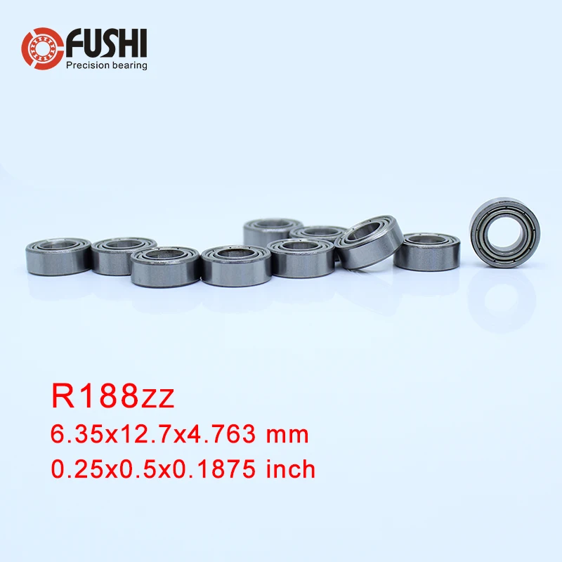 

R188ZZ ABEC-1 (10PCS) 6.35X12.7X4.76mm Miniature Bearings R188ZZ