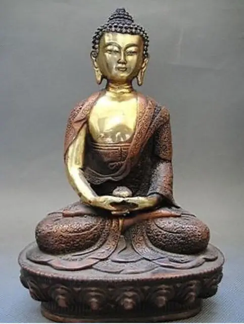 

8.66 inch / OLD TIBETAN BRASS BUDDHISM BODHISATTVA SAKYAMUNI BUDDHA STATUE