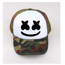 Кепка с мордочкой Marshmello, детская бейсболка, Кепка Для Взрослых, солнцезащитная Кепка s, мужские летние черные шапки, регулируемый размер, Детская/унисекс сетчатая Кепка, логотип на заказ