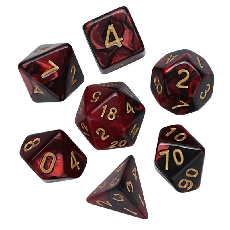 7Pcs Digital Dice Game Dungeons & Dragons Polyhedral D4-D20 Multi Sided Acrylic Dice For Young People Party Entertainment #2N22 (7)