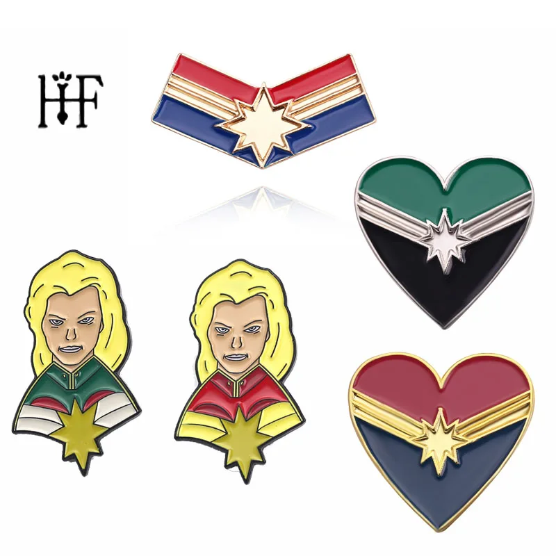 

Chapas Broches Pins The Avengers Endgame Carol Danvers Captain Marvel Broche Pins Metal Jewelry Lapel Badge Enamel Pin Brooch