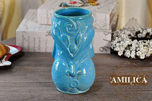 

US TiKi Mug Hawaii Maori Totem Painted Ceramics Cocktail Cup Home Decoration Blue Cup Tiki Mugs Ceramic Cup Ceramic Crafts