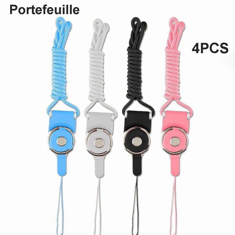 Portefeuille 4PCS Cell Phone Neck Lanyard Strap Necklace Rope Wrist hand Lanyard Key chain Charms for iPhone 6 S 7 8 Plus 5 Case (1)