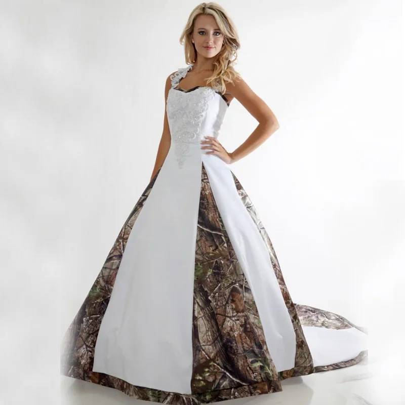 Plus Size Camo Wedding Dress Lace White Camouflage Ball