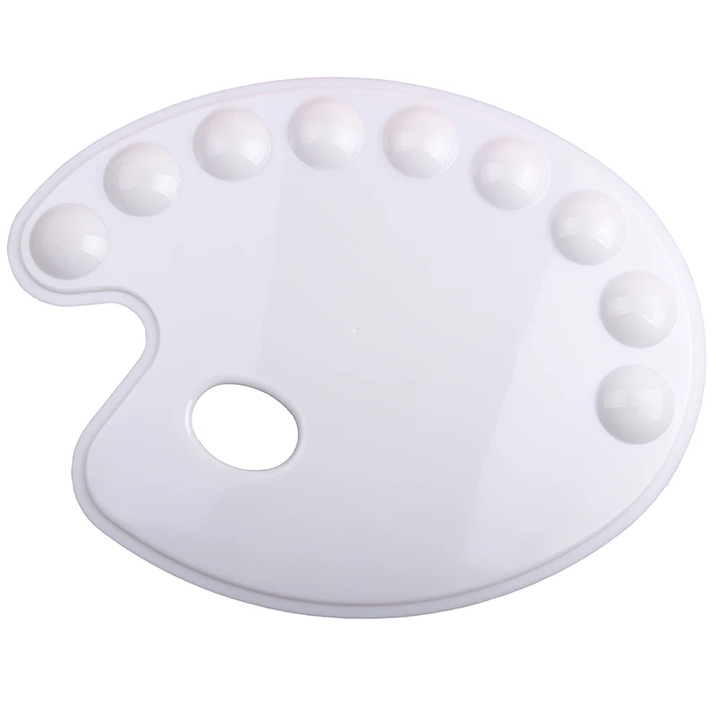 

White Art Paint PP Plastic Drawing Tray Color Palette For Oil Watercolor Painting Pallet 9 Wells Design with Thumb Hole