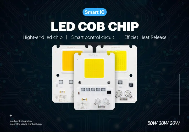 Светодиодный COB лампа LED чип 20 Вт 30 Вт 50 Вт умная ИС(интеграционная схема) 220V 230V светодиодный чип для DIY светодиодный прожектор светильник Холодный белый/теплый белый/белый