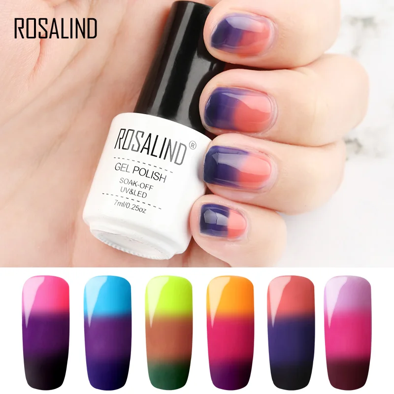 

Rosalind 7ml Thermal 3 Colors Nail Gel Polish Temperature Color Changing Nail Art Varnish Soak Off UV Manicure Gel Lacquer