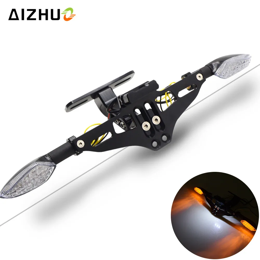 

Motorcycle Universal License Plate Bracket Holder Turn Signal Lights FOR Honda Cb 400 Crf 230 Vfr 800 Triumph Tiger 800 gsx-s750