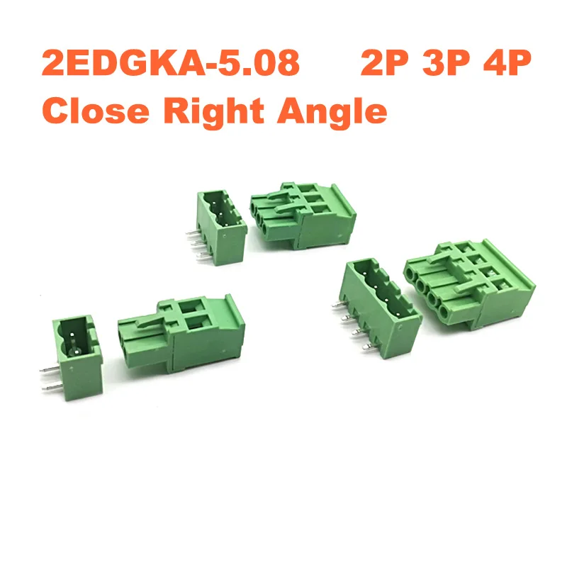 

5Sets Pitch 5.08mm 2P 3P 4P Screw Plug-in PCB Terminal Block 2EDGKA 2EDGRC Close Right angle Pin male/female Pluggable Connector