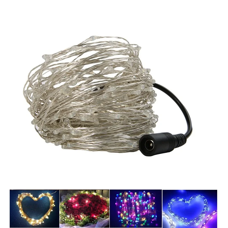 

Christmas Tree LED 50M EU US Silver Wire String lights Waterproof LED Strip For Fairy Wedding Party Decoration Holiday lighting
