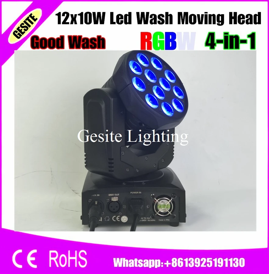 4 шт./лот 12 шт. * 10 Вт в 1 Cree Led движущаяся головка луч света 13/17 DMX каналы моющийся