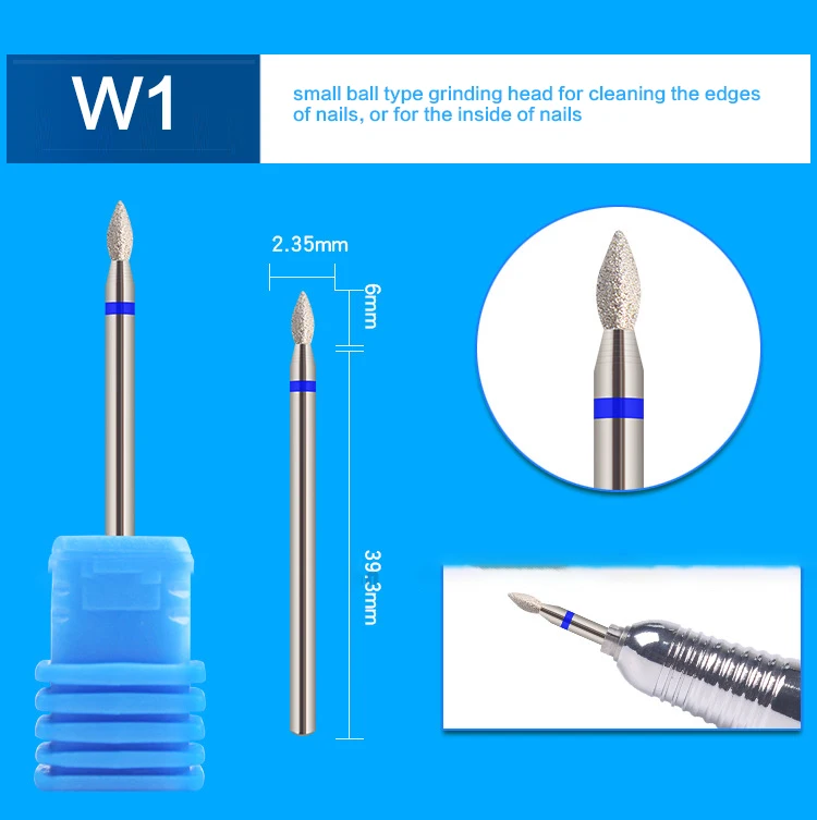 1 шт. новые алмазные электрические вращающиеся сверла для ногтей роторные фрезы сверлильный станок аксессуары пилочка для ногтей кутикулы резак наконечники