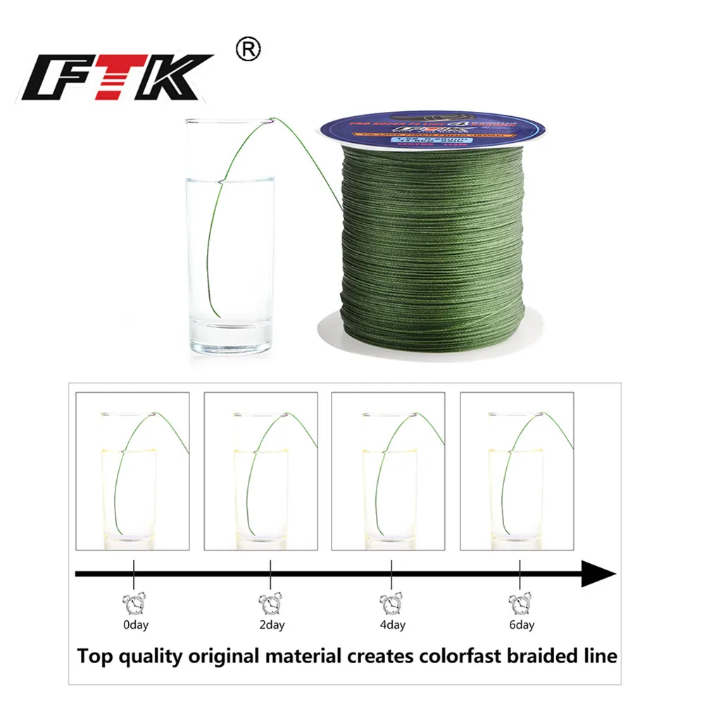 FTK 114M Braided Wire PE Braided 0.4#-6.0# Code 4 Strands 8-60LB PE Braided 0.1-0.4mm Multifilament Fishing Line for Saltwater
