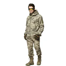 Уличная куртка из кожи акулы, куртка с капюшоном для охоты, кемпинга, водонепроницаемая ветрозащитная куртка из полиэстера TAD, флисовая куртка+ штаны, верхняя одежда