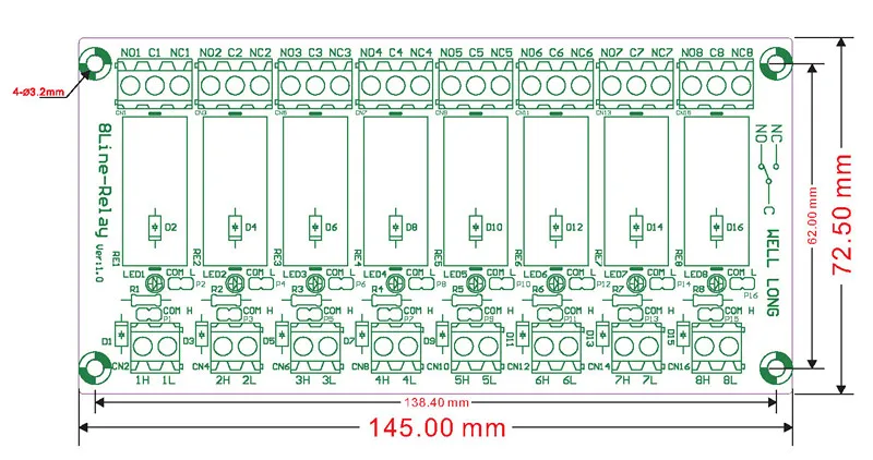 DIN рейка крепление 8 SPDT 16A Мощность реле Интерфейс модуль, OMRON G2R-1-E DC12V реле