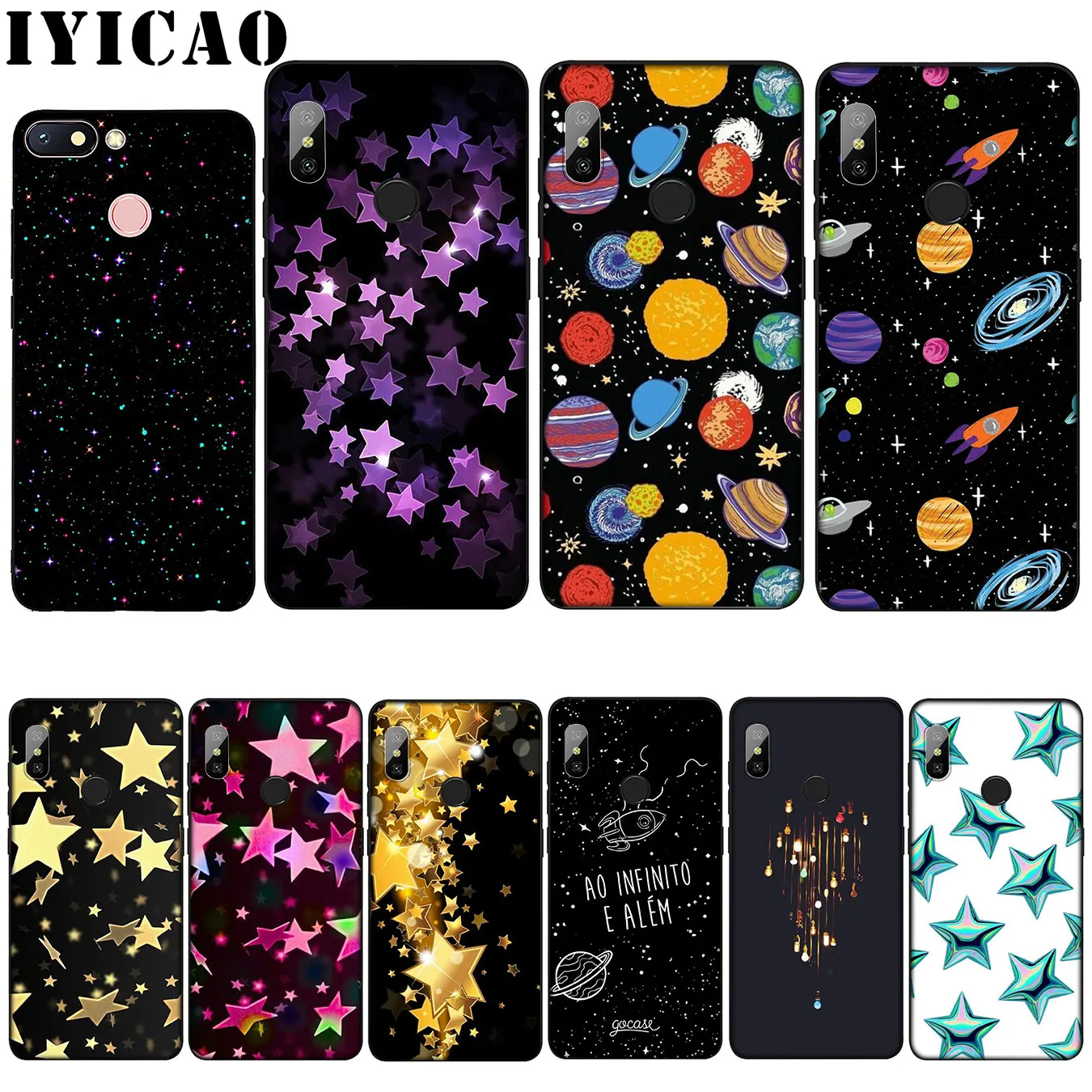 IYICAO Glitter Star Soft Silicone Case for Xiaomi Mi 9 8 A2 Lite A1 6 pocophone f1 MAX 3 mi9 mi8 mia2 |