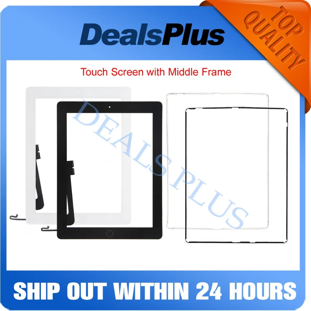 Sostituzione Nuovo Touch Screen Digitizer Glass + Home Button + Supporto Per Fotocamera + Cornice Centrale Per Ipad 4 A1458 A1459 A1460 Bianco Nero
