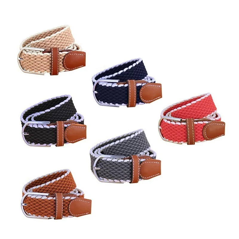 AEbone Woven Belts Men Knitted Canvas Stretch Braided Elastic Belt Women Pin Buckle Military Belt Waistband For Men YB037