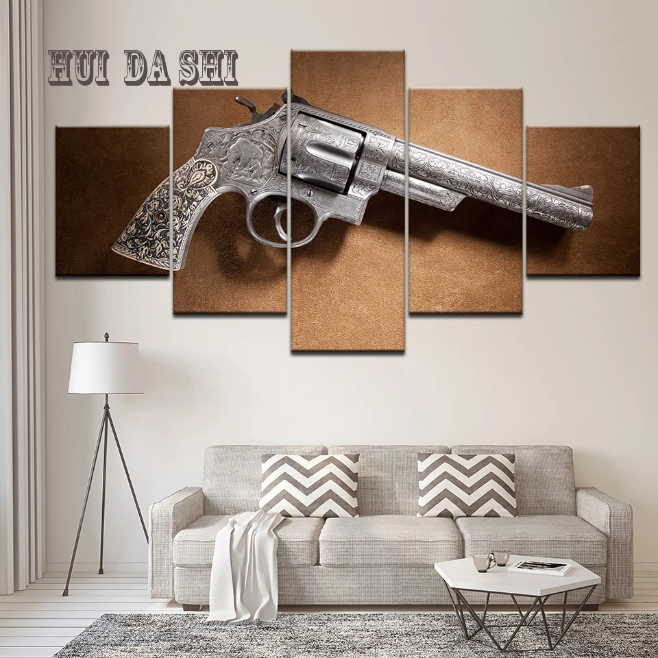Modern Canvas Printed Painting 5 Pieces Wall Art Poster Weapons Revolver Home Decor For Living Room Modular Pictures Artwork Modern Canvas Printed Painting 5 Pieces Wall Art Poster Weapons Revolver Home Decor For Living Room Modular Pictures Artwork