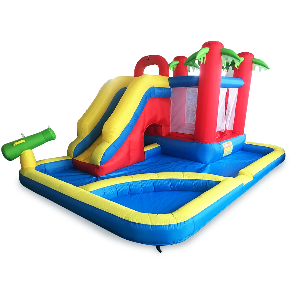 water trampoline with slide