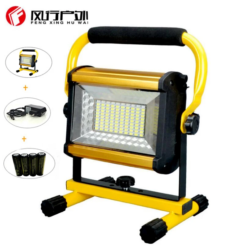 

2018 New Waterproof IP65 100W LED Floodlight Rechargeable 100LED Flood Light SpotLights Light For Outdoor+6*18650 Battery