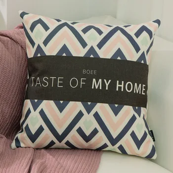 

Colored Geometry Pattern Pillow Cover Stripe Printed Cotton Linen Throw Pillowcases 45*45cm Waist Pillowcase Use for Home Office