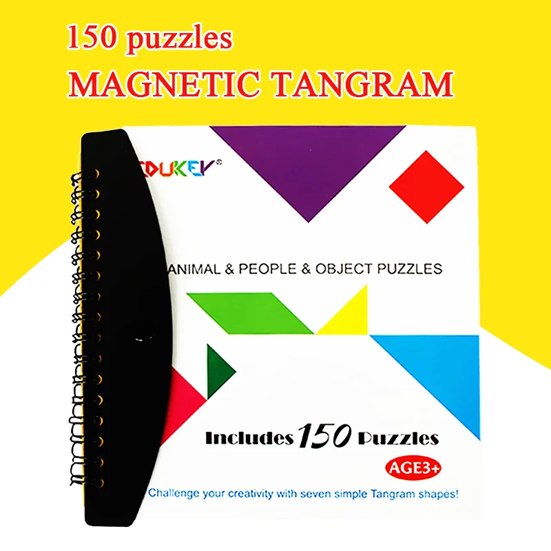 150/72 Puzzles Magnetic Tangram Kids Toys Challenge Your IQ A Montessori Educational Magic Book Suit For 3-100 Years Hobby Gift