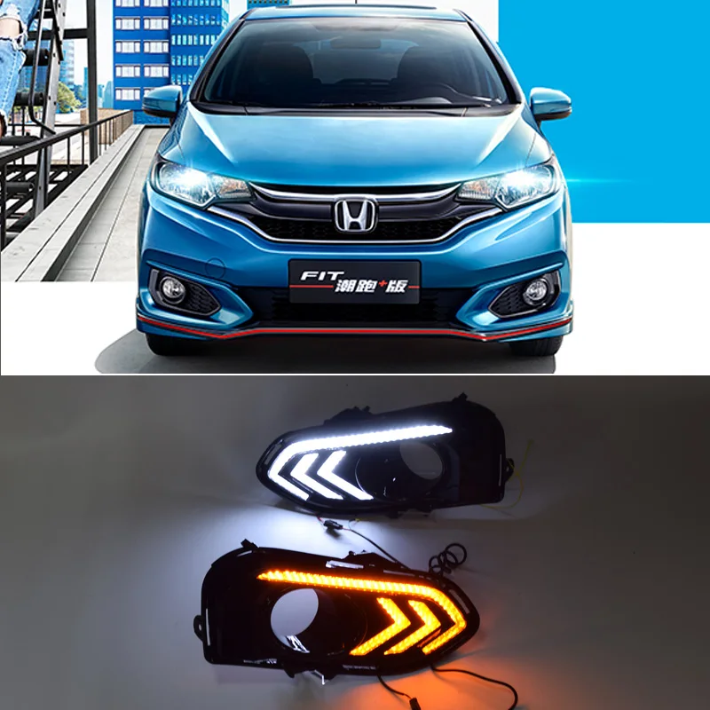 Qinyi для Honda Fit 2014 2015 2016 DRL Вождения освещают светильник Противотуманные лампы реле