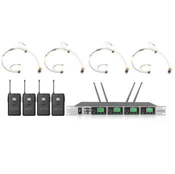 

Bolymic professional UHF 4 Channels PLL Four Beige Headset draadloze microfoon microphone
