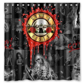 

2016 Hot Sale!Guns and Rose Band Background Waterproof Polyester Shower&Bath Curtain( 180X180CM)