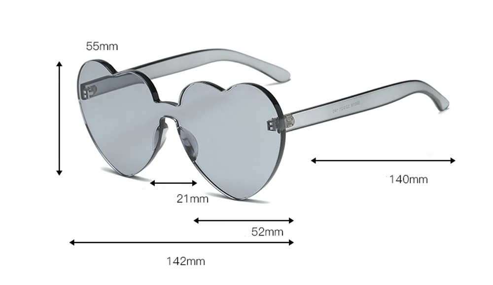 SUMENG солнцезащитные очки в форме сердца, женские солнцезащитные очки с прозрачной оправой, винтажные очки без оправы, UV400