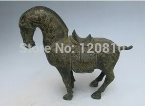 

Rare Old Qing Dynasty Gilt bronze horse statue, Don horse,best collection&adornment,