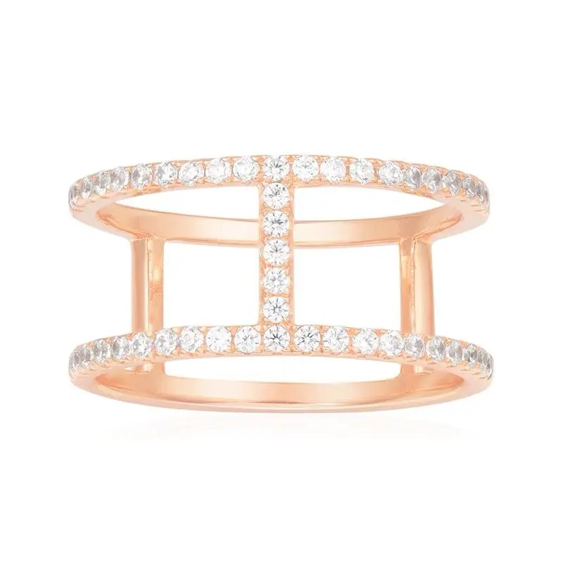 

JEM original 100% 925 sterling silver 1:1 APM ring fashion jewelry geometric line series high quality H diamond ring