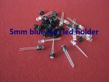 5mm round led Free Shipping 100pcs 5mm led blue+led holder Ultra Bright Blue LED Lamp 8000MCD 5mm light-emitting diode